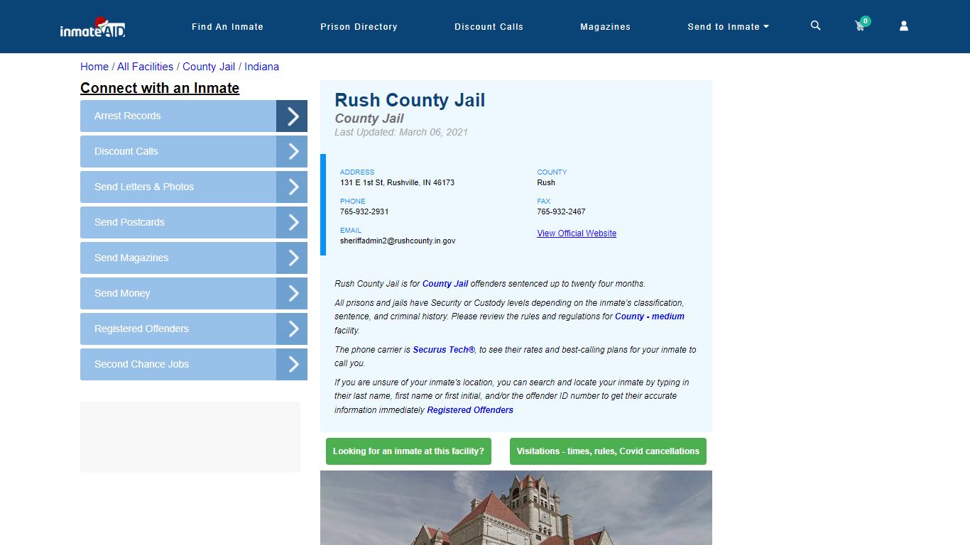Rush County Jail - Inmate Locator - Rushville, IN